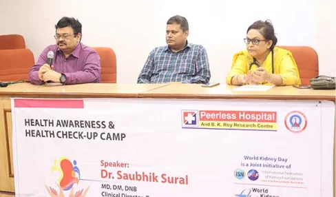 World Kidney Day was observed at Peerless Hospital through an awareness session & free health check up camp. Dr. Saubhik Sural, Clinical Director, Dept of Nephrology & Dialysis Unit Dr. Sudipta Bhattacharyya, Medical Superintendant & Dr. Rumpa Mukherjee, Sr Registrar clarified doubts & myths of Chronic Kidney Disease.