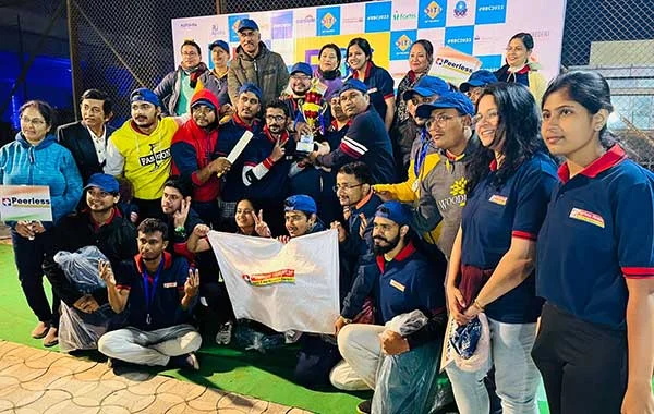 Team Peerless Hospital winners at The Royal Bengal Cup 2023 cricket tournament organised by Siti Networks at NKDA Stadium.