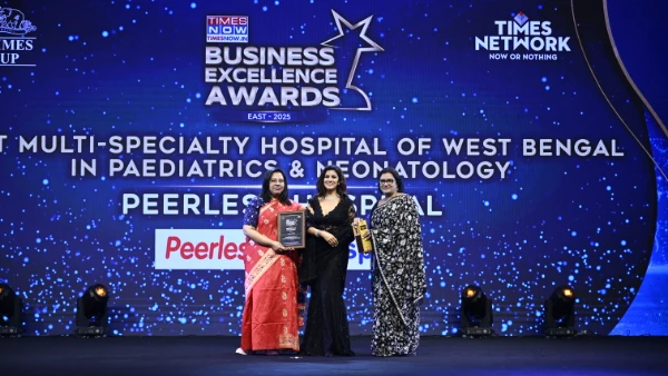 Department of Paediatrics and Neonatology wins Best Multi-Specialty Hospital Award at the Times Now Business Excellence Award East 2025. Dr. Sanjukta Dey, Clinical Director, Department of Paediatrics and Neonatology and Dr. Saheli Dasgupta, PICU In-charge and Consultant Paediatrician receives the award on behalf of the department.